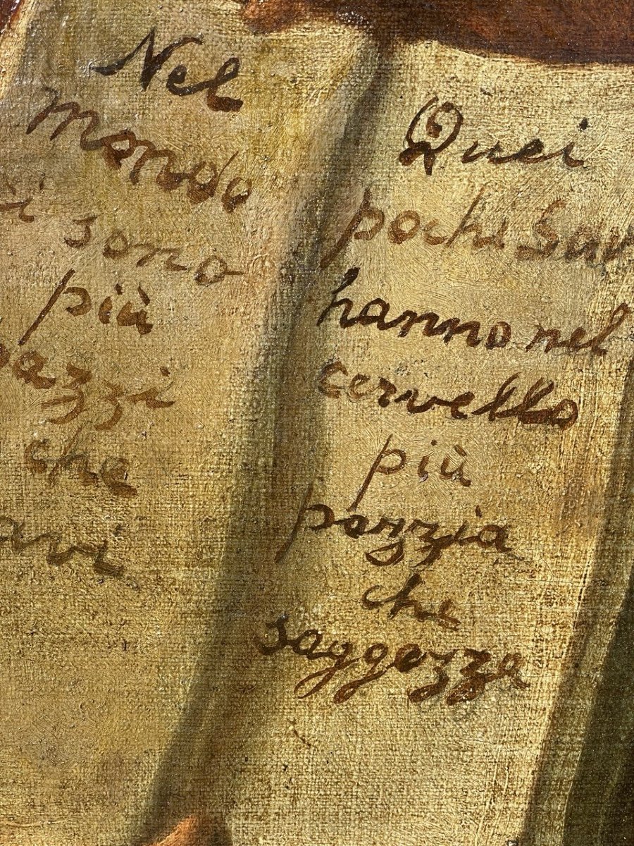 Pittore italiano (seconda metà XVIII secolo) - Ritratto di anziano con aforisma.-photo-3