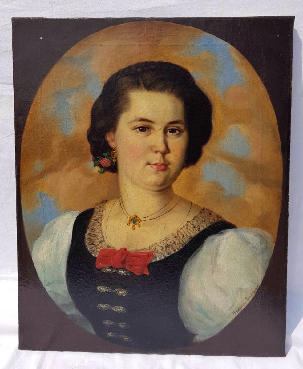 Frederick Dielman (Hannover 1847 - Washington 1935) - Ritratto di donna.-photo-4