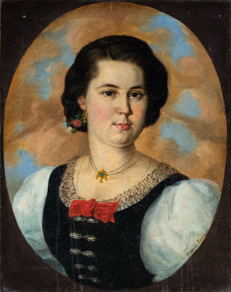 Frederick Dielman (Hannover 1847 - Washington 1935) - Ritratto di donna.