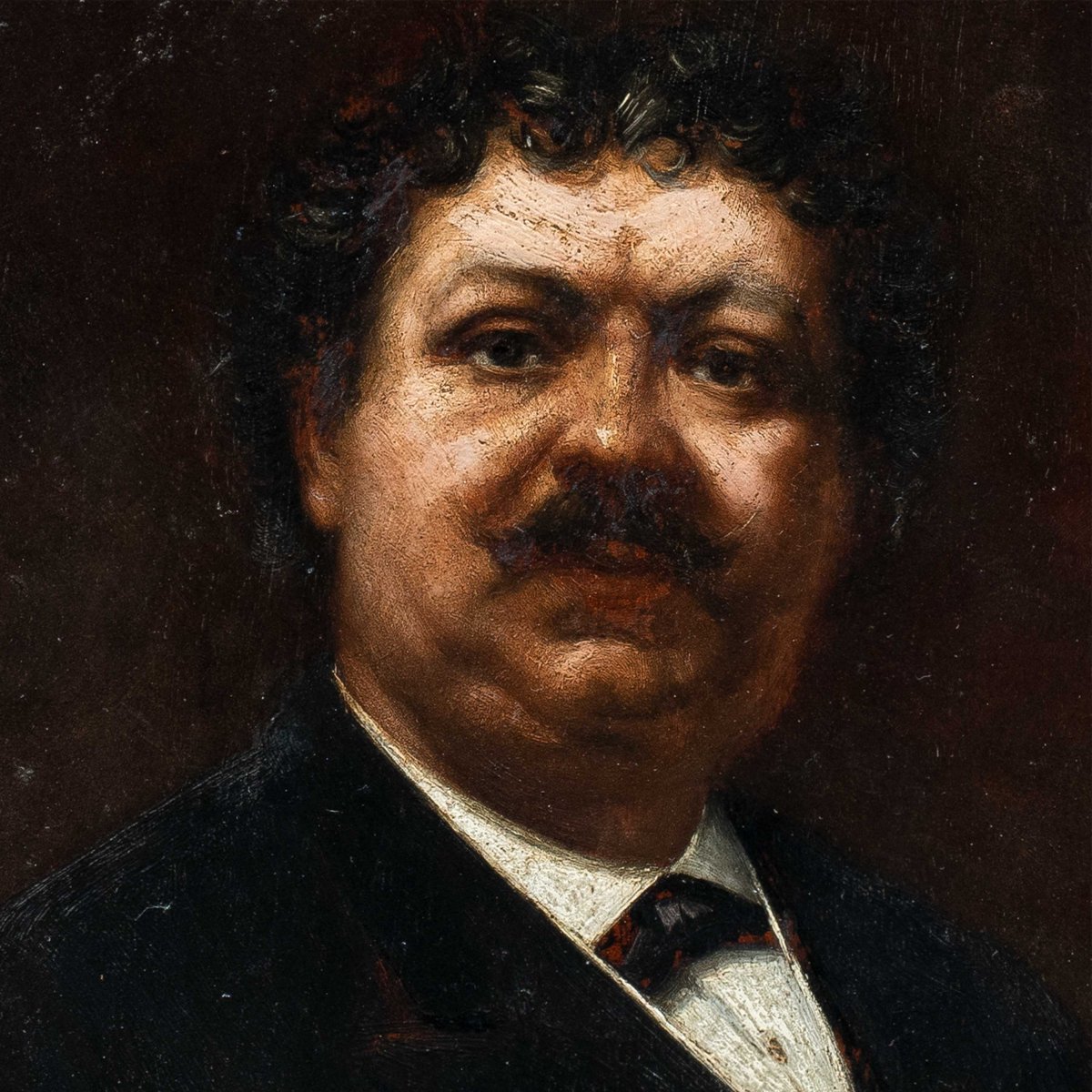 Pittore francese (XIX sec.) - Ritratto di Alexandre Dumas.-photo-2