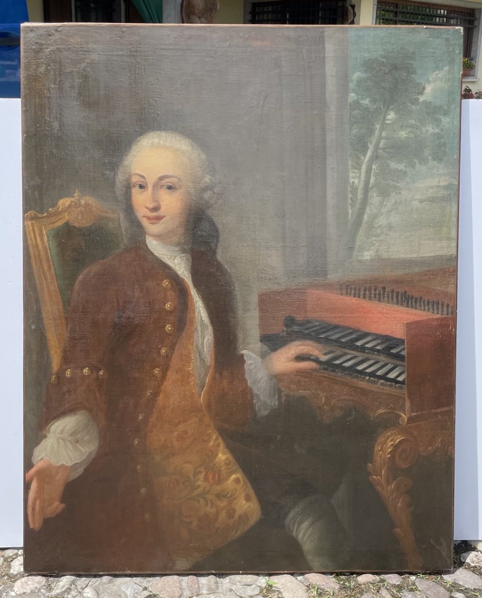 Pittore francese (XVIII secolo) - Ritratto di gentiluomo al clavicembalo.-photo-4