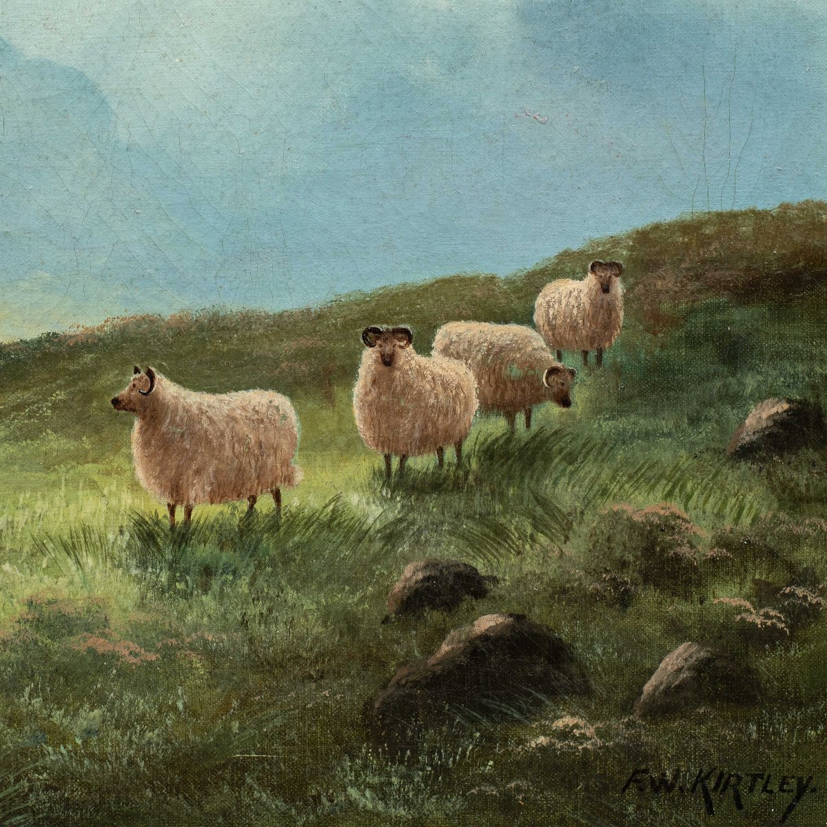 F. W. Kirtley (British, 19th century) - Paesaggio montano con pecore.-photo-2