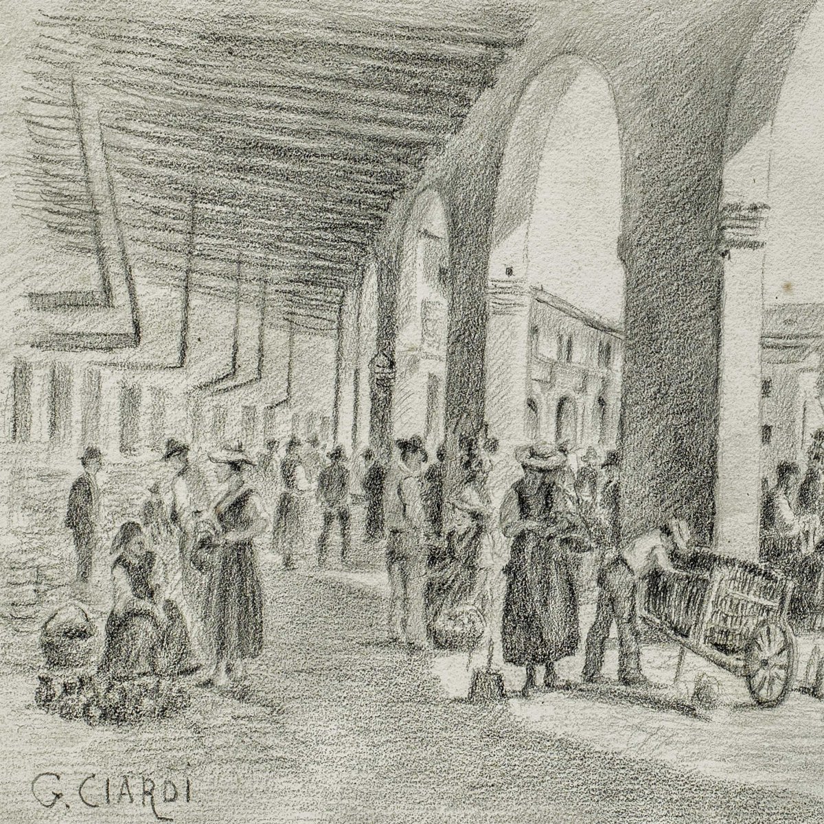 Guglielmo Ciardi (Venezia 1842 - Venezia 1917) - Mercato di Badoere.-photo-2