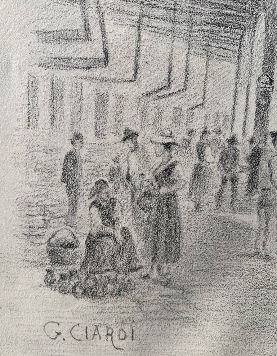 Guglielmo Ciardi (Venezia 1842 - Venezia 1917) - Mercato di Badoere.-photo-1