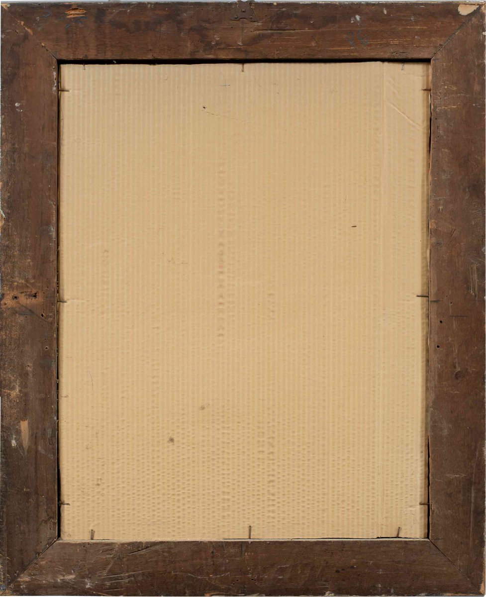 Cornice in legno intagliato e dorato con specchiera. Fine XIX secolo.-photo-4