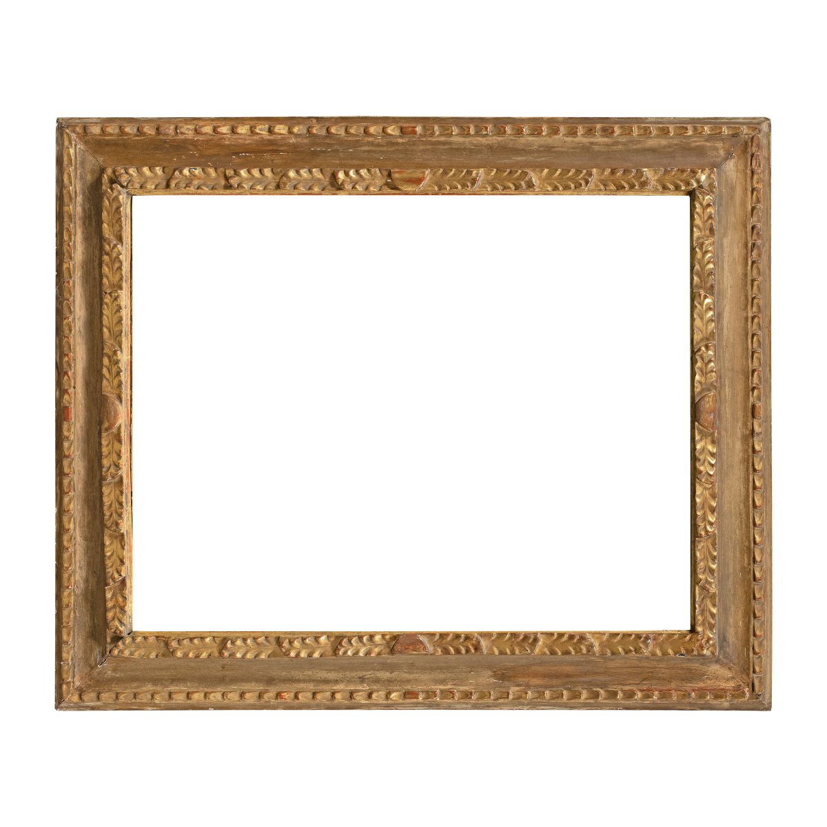 Cornice in legno intagliato e dorato con specchiera. Fine XIX secolo.