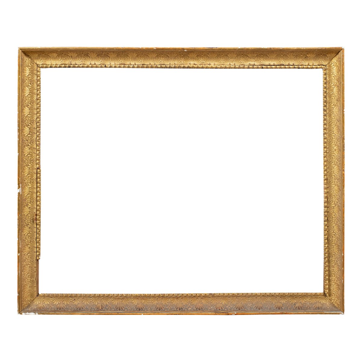 Cornice neoclassica in legno intagliato e dorato. Italia, inizio XIX secolo.