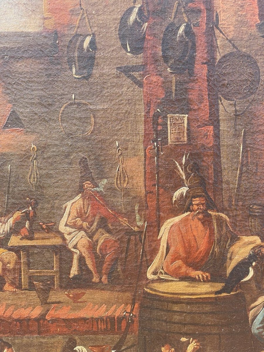 Attribuito ad Alessandro Magnasco (Genova 1667 - 1749) - Scena di taverna con venditore e gazza-photo-3