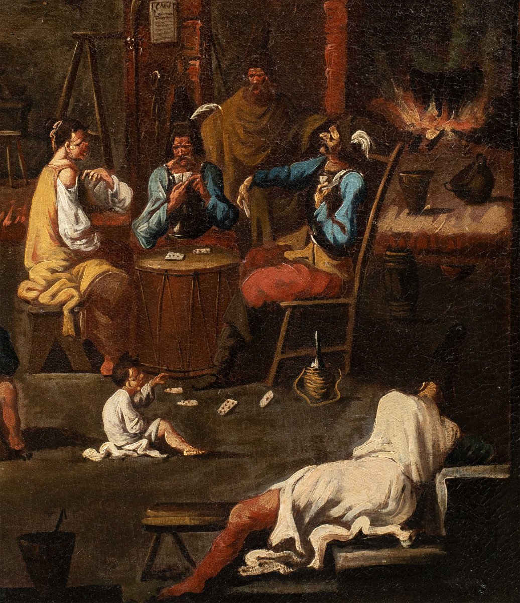 Attribuito ad Alessandro Magnasco (Genova 1667-1749) - Scena di taverna con giocatori di carte.-photo-2