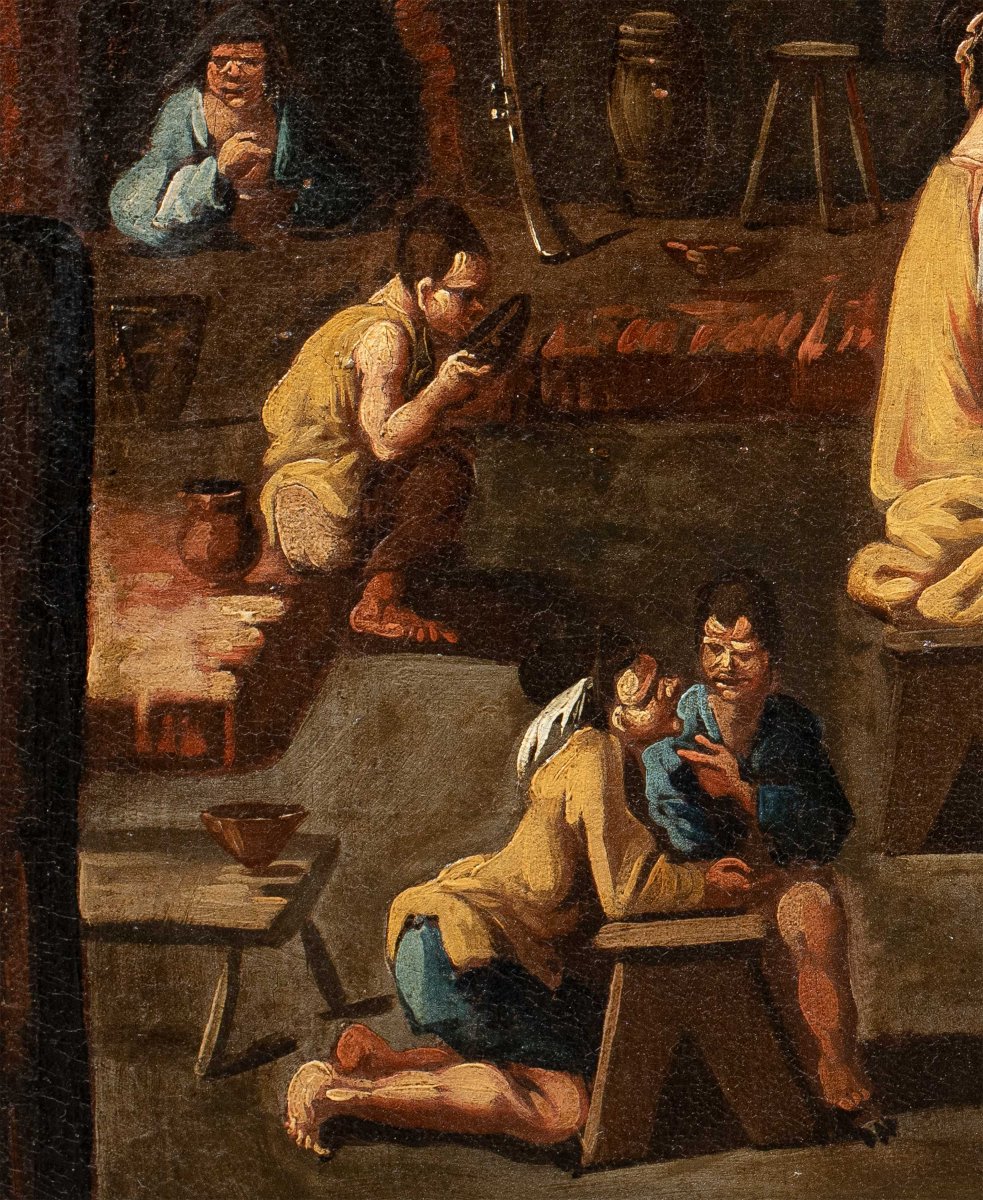 Attribuito ad Alessandro Magnasco (Genova 1667-1749) - Scena di taverna con giocatori di carte.-photo-3