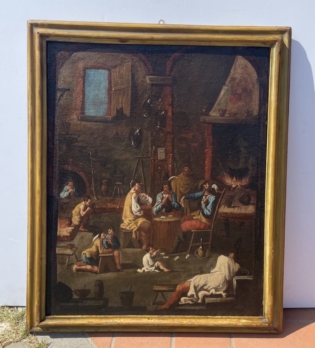 Attribuito ad Alessandro Magnasco (Genova 1667-1749) - Scena di taverna con giocatori di carte.-photo-1