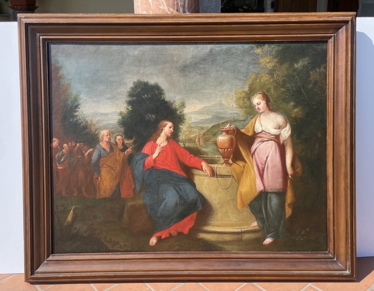 Gregorio Lazzarini (Venezia 1655 - Villabona Veronese 1730) - Cristo e la Samaritana al pozzo.-photo-1