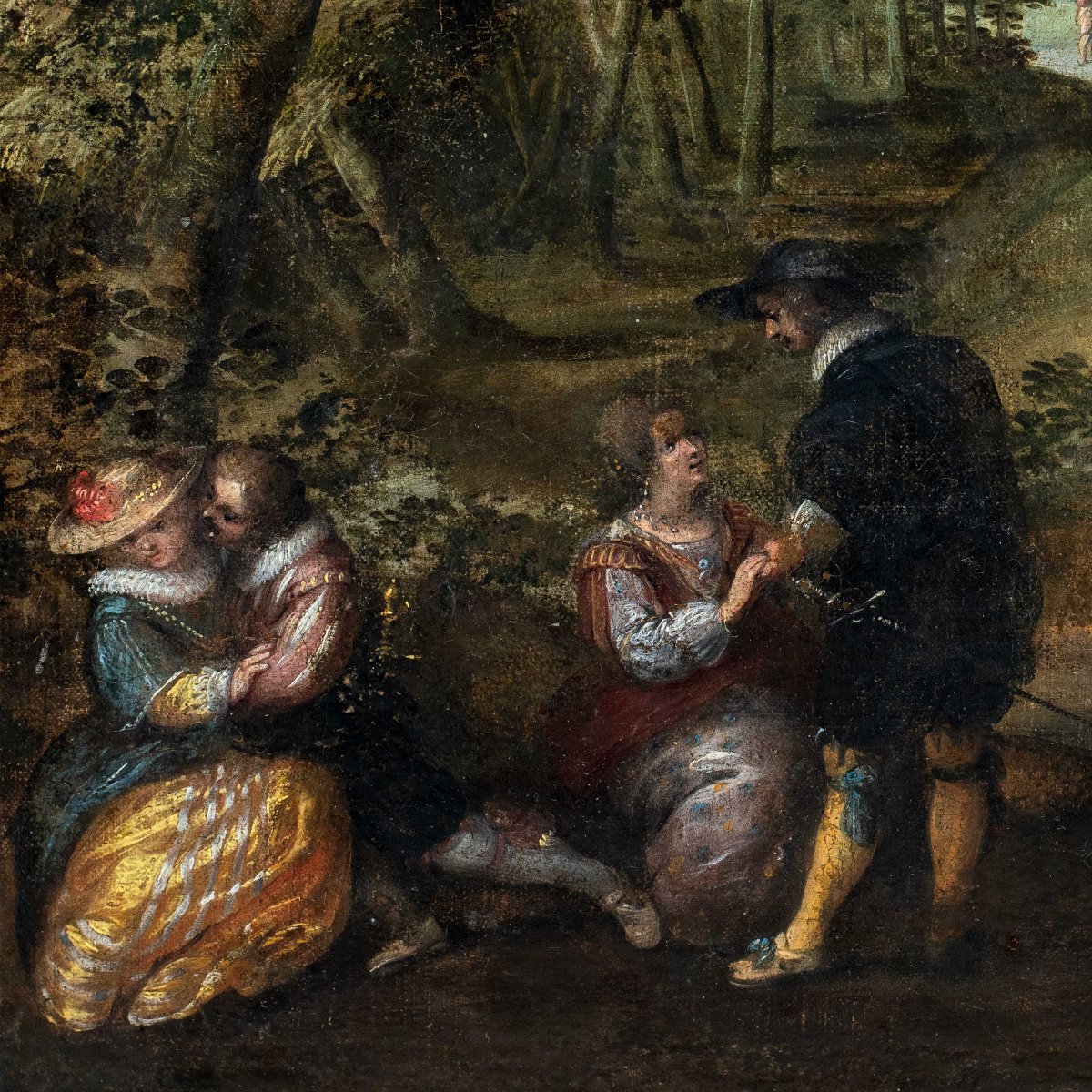 Lodewijk Toeput, detto Ludovico Pozzoserrato (XVI sec.) - Incontro fra dame e cavalieri.-photo-2