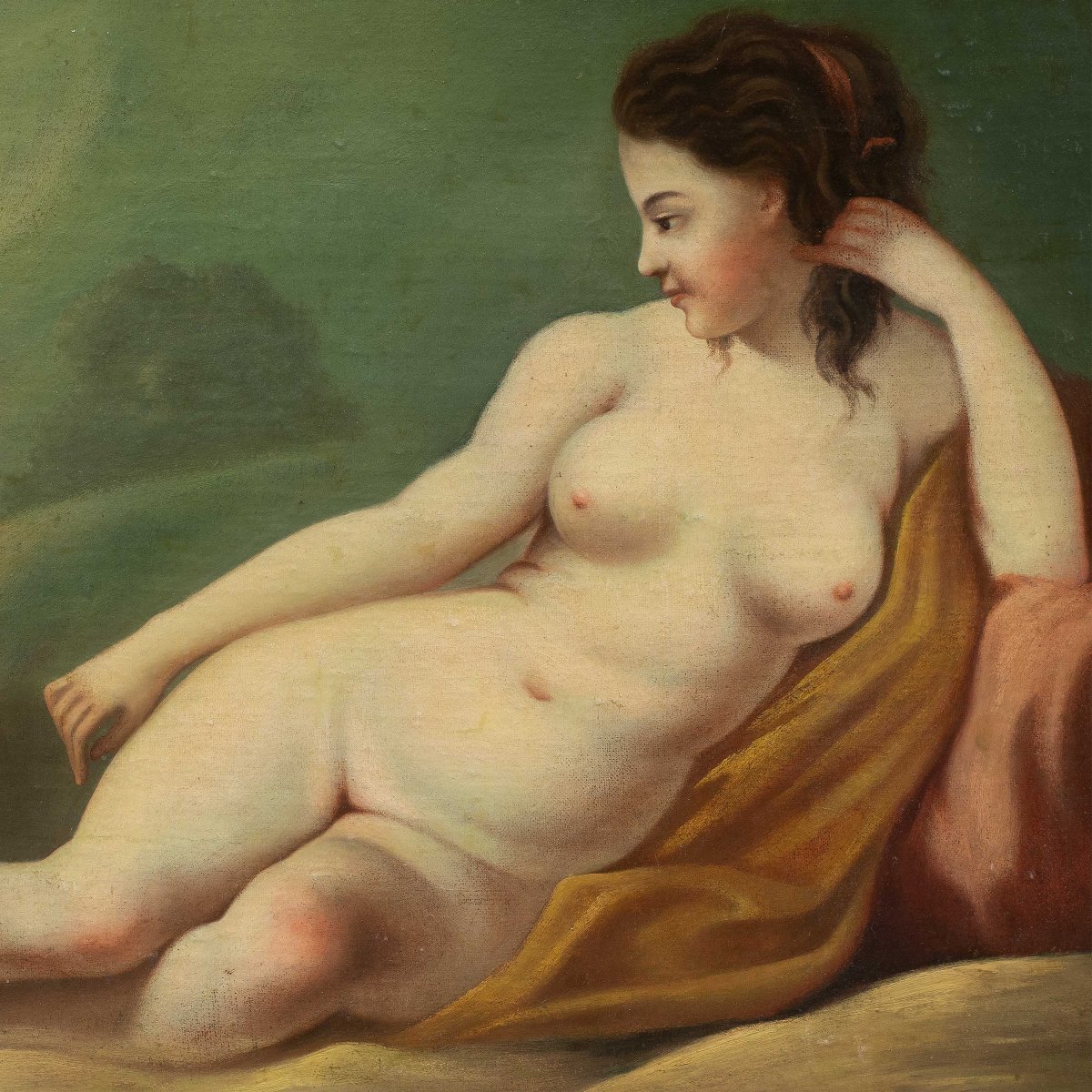 Pittore francese (XVIII-XIX sec.) - Figura femminile distesa.-photo-2