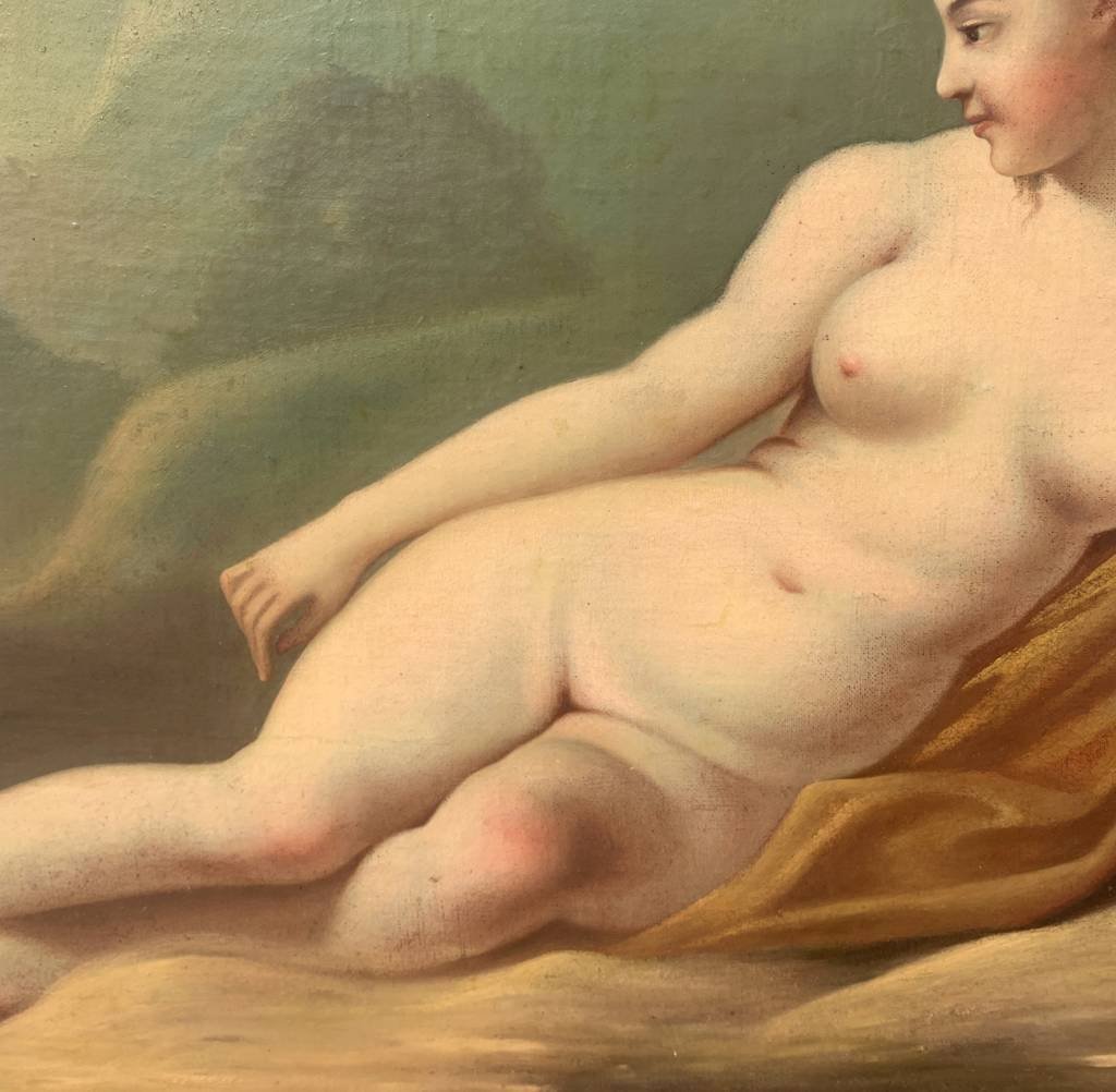Pittore francese (XVIII-XIX sec.) - Figura femminile distesa.-photo-4