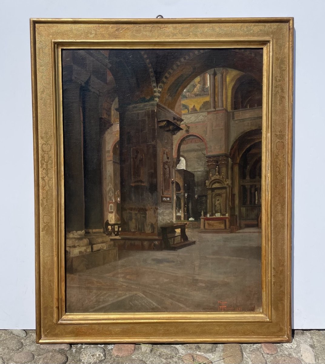 Giuseppe Faccin (Schio 1874 - Vicenza 1916) - Veduta dell'interno della Basilica di San Marco.-photo-1