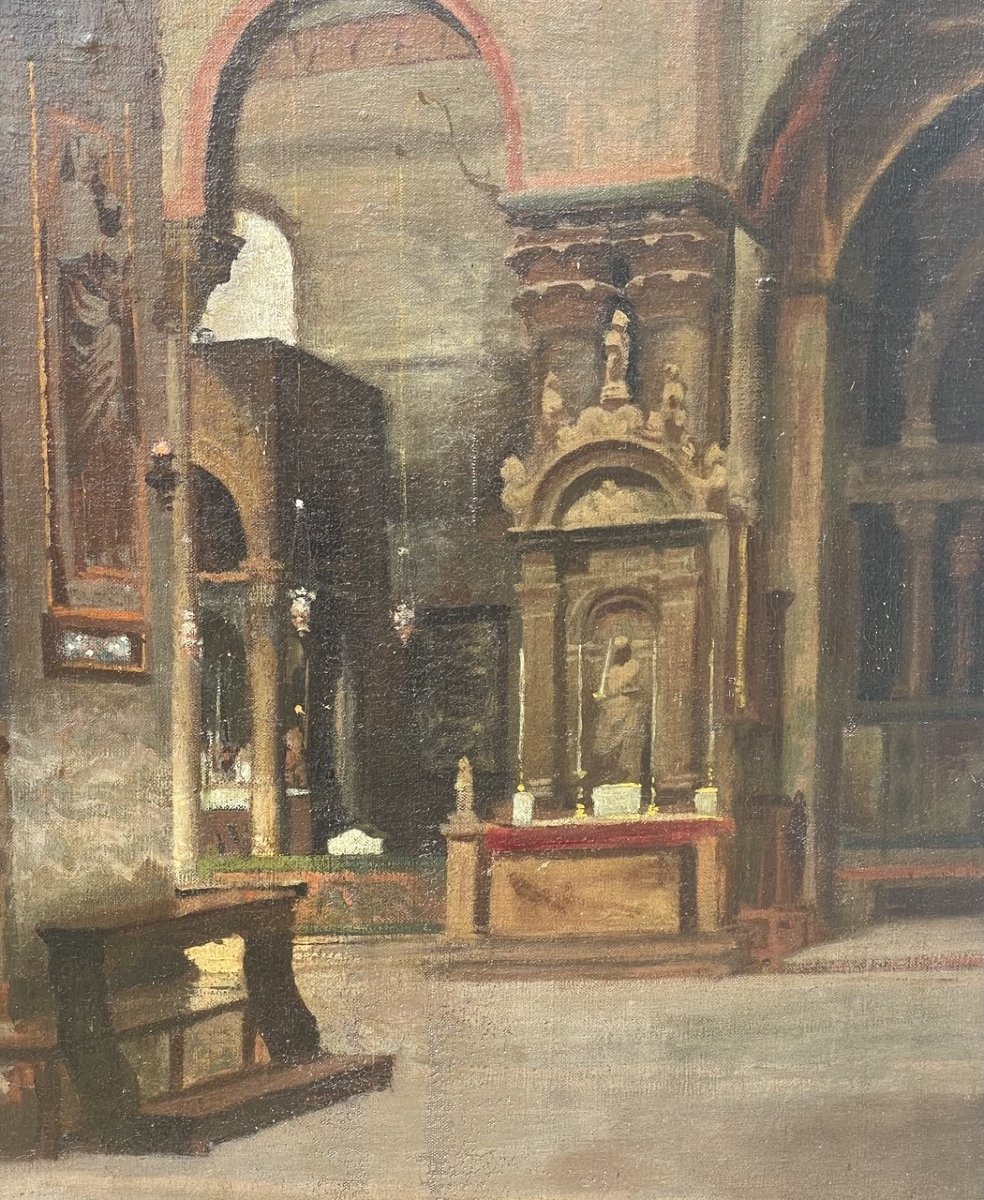 Giuseppe Faccin (Schio 1874 - Vicenza 1916) - Veduta dell'interno della Basilica di San Marco.-photo-2