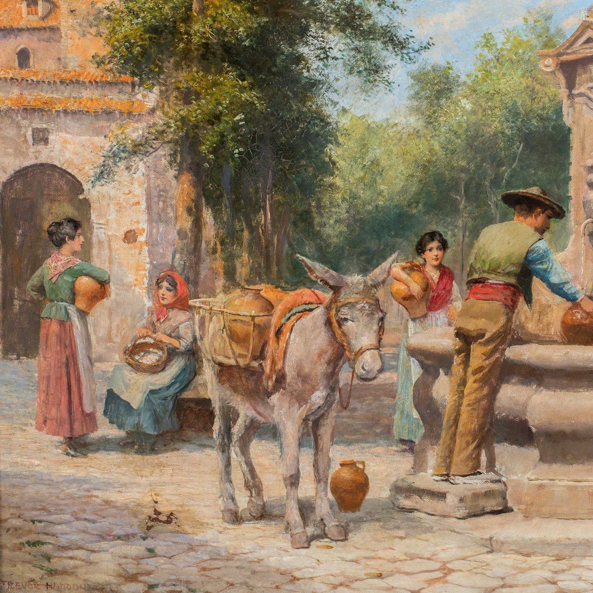 Arthur Trevor Haddon (Londra 1864 - Cambridge 1941) - Venezia, gruppo di giovani alla fontana.-photo-2
