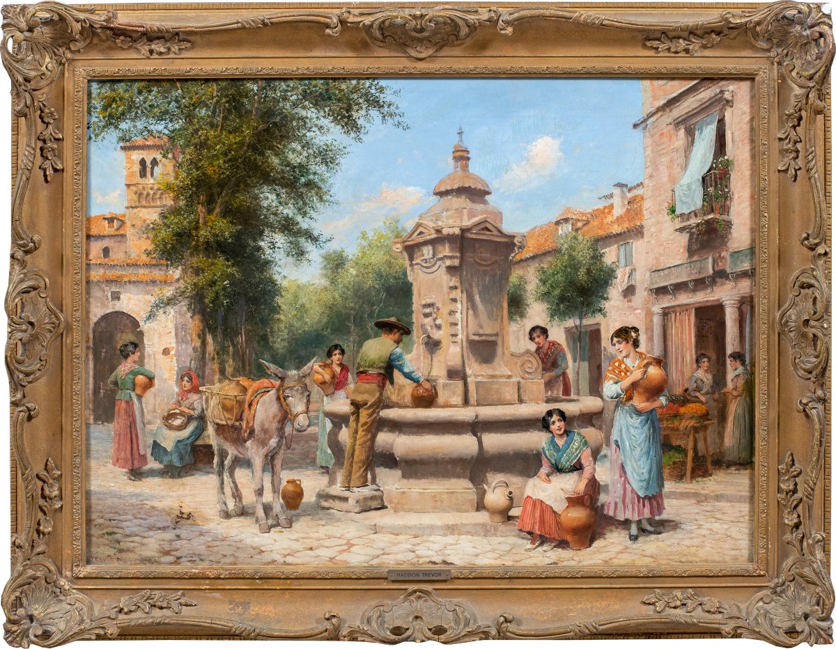 Arthur Trevor Haddon (Londra 1864 - Cambridge 1941) - Venezia, gruppo di giovani alla fontana.