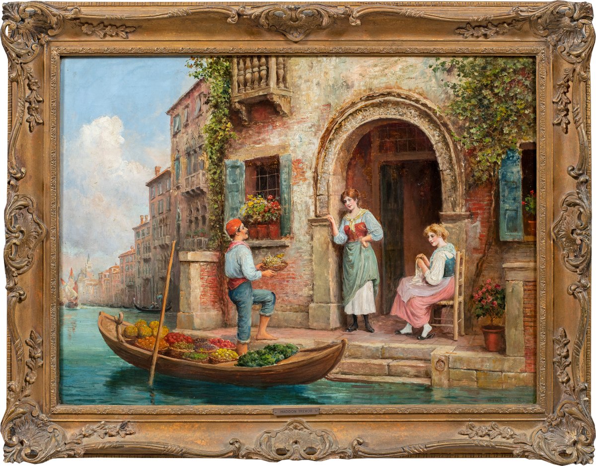 Arthur Trevor Haddon (Londra 1864 - Cambridge 1941) - Venezia, fruttivendolo in Canal Grande.