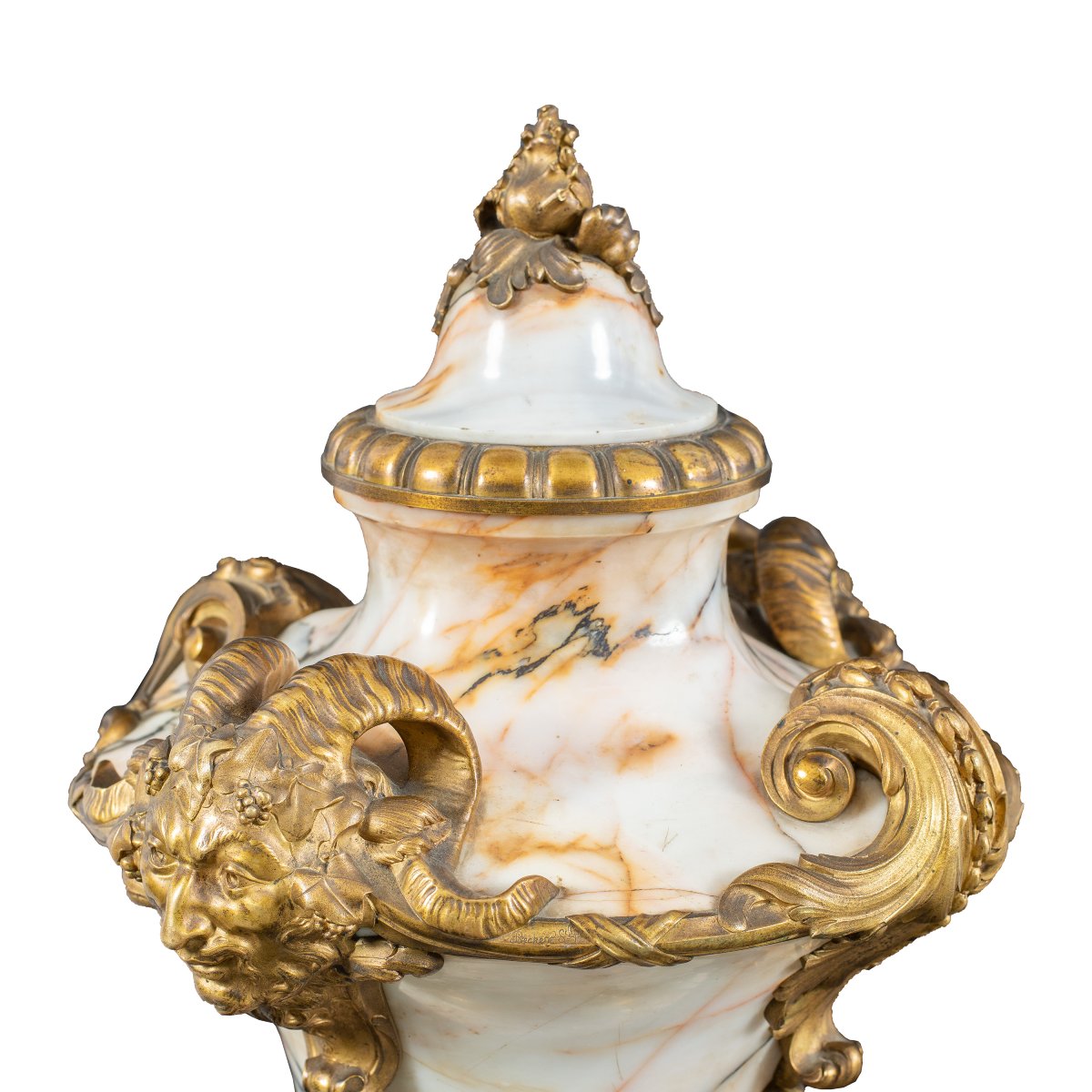 Coppia di vasi in marmo e bronzo dorato. Fonderia Susse Frères, Parigi, XIX secolo.-photo-4