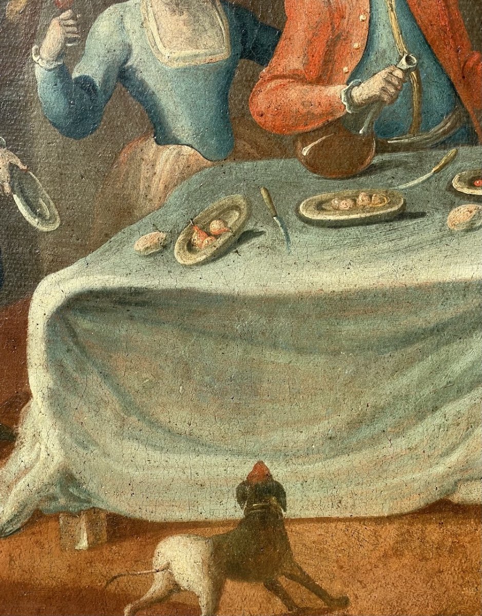 Pittore veneziano (seconda metà XVIII secolo) - Interno con scena di banchetto.-photo-1