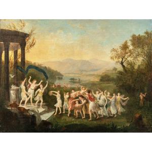 Pittore italiano (XVIII sec.) - Baccanale con danzatrici.