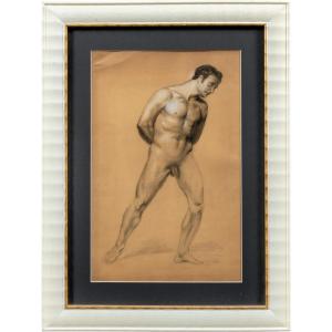 Pittore italiano (XIX-XX sec.) - Nudo maschile accademico.