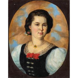 Frederick Dielman (Hannover 1847 – Washington 1935) - Ritratto di donna.