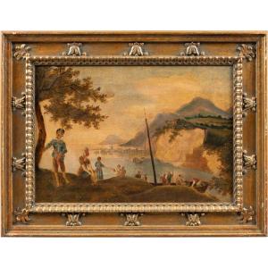 Pittore europeo (XVIII-XIX secolo) - L’arrivo dei mercanti in nave.