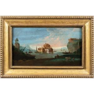 Giuseppe Bernardino Bison (Palmanova 1762 - Milano 1844)  - Paesaggio fantastico con cittadella
