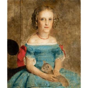 Pittore inglese (fine XIX sec.) - Bambina con gattino.