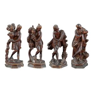 Quattro sculture in legno intagliato - Quattro Stagioni - Venezia, XVIII sec.