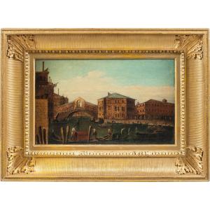 Pittore veneziano (XIX secolo) - Venezia, veduta del Ponte di Rialto.