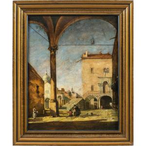 Francesco Guardi (Venezia 1712 - Venezia 1793) seguace di - Portico Veneziano.