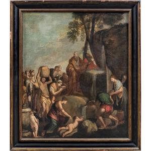 Giulio Carpioni (Venezia 1613-Vicenza 1678) bottega di - Mosè fa scaturire l’acqua dalle rocce.
