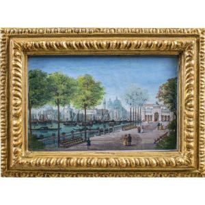 Pittore veneziano (inizio XIX sec.) - Venezia, veduta dei giardini.