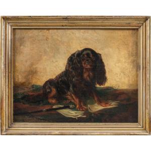 Pittore inglese (XIX sec.) - King Charles Cavalier Spaniel dog.