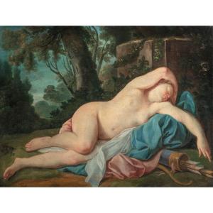 Maestro francese (XVIII sec.) - Diana addormentata.