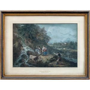 Francesco Zuccarelli (Pitigliano 1702 - Firenze 1788) - Paesaggio fluviale.