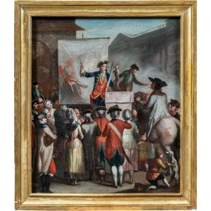 Pittore italiano (XVIII sec.) - Teatro di strada.