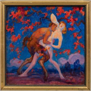 Pietro Bianco Bortoluzzi, detto Pieretto Bianco (Trieste 1875 - Bologna 1937) - Satiro e ninfa.