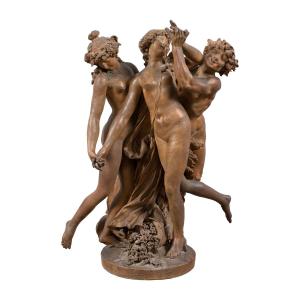 Scultura in terracotta - Baccanale. Seguace di Claude Michel, detto Clodion (1738 - 1814), XIX 