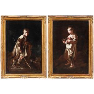Giuseppe Maria Crespi detto lo Spagnoletto (Bologna 1665 - Bologna 1747) - Coppia di fanciulli.