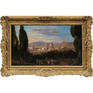 Pittore fiorentino (XVIII-XIX sec.) - Veduta di Firenze da Piazzale Michelangelo.