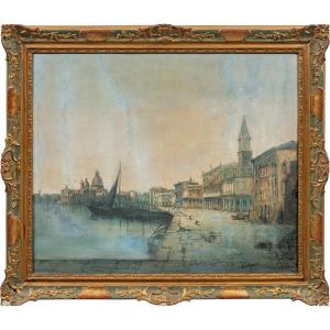 Pittore veneziano (XIX sec.) - Venezia, veduta dalla Riva degli Schiavoni.
