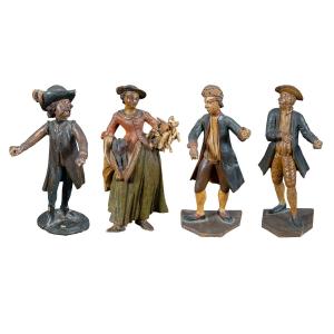 Quattro sculturine da tavolo - Gruppo di popolani - Venezia, fine XVIII secolo.