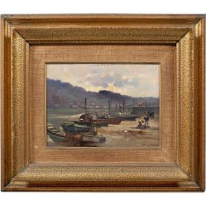 Cesare Gheduzzi (Crespellano 1894 - Torino 1957) - Scena portuale. 