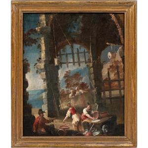 Matteo Ghidoni, detto Matteo dei Pitocchi (Firenze 1626 - Padova 1700) - Scena di genere.