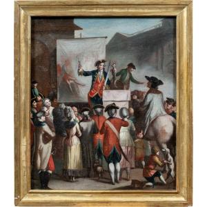 Pittore italiano (XVIII sec.) - Teatro di strada.
